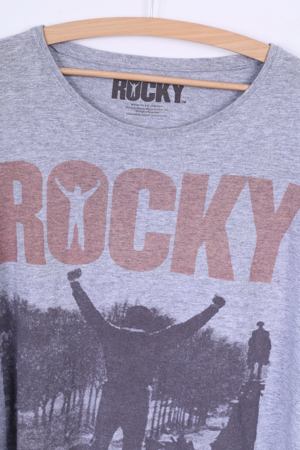 Rocky Mens XXL T-Shirt Grey Cotton Graphic Boxing Rocky Balboa - Image 2