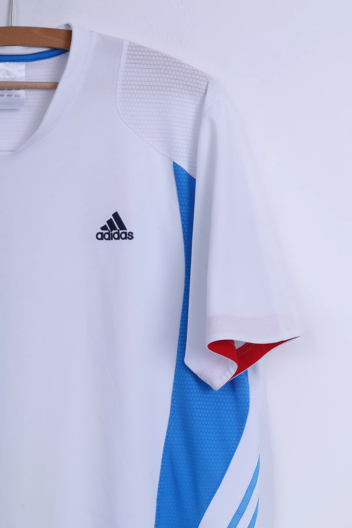 Adidas Mens L Shirt White/Blue Climacool System Sportswear - Image 3