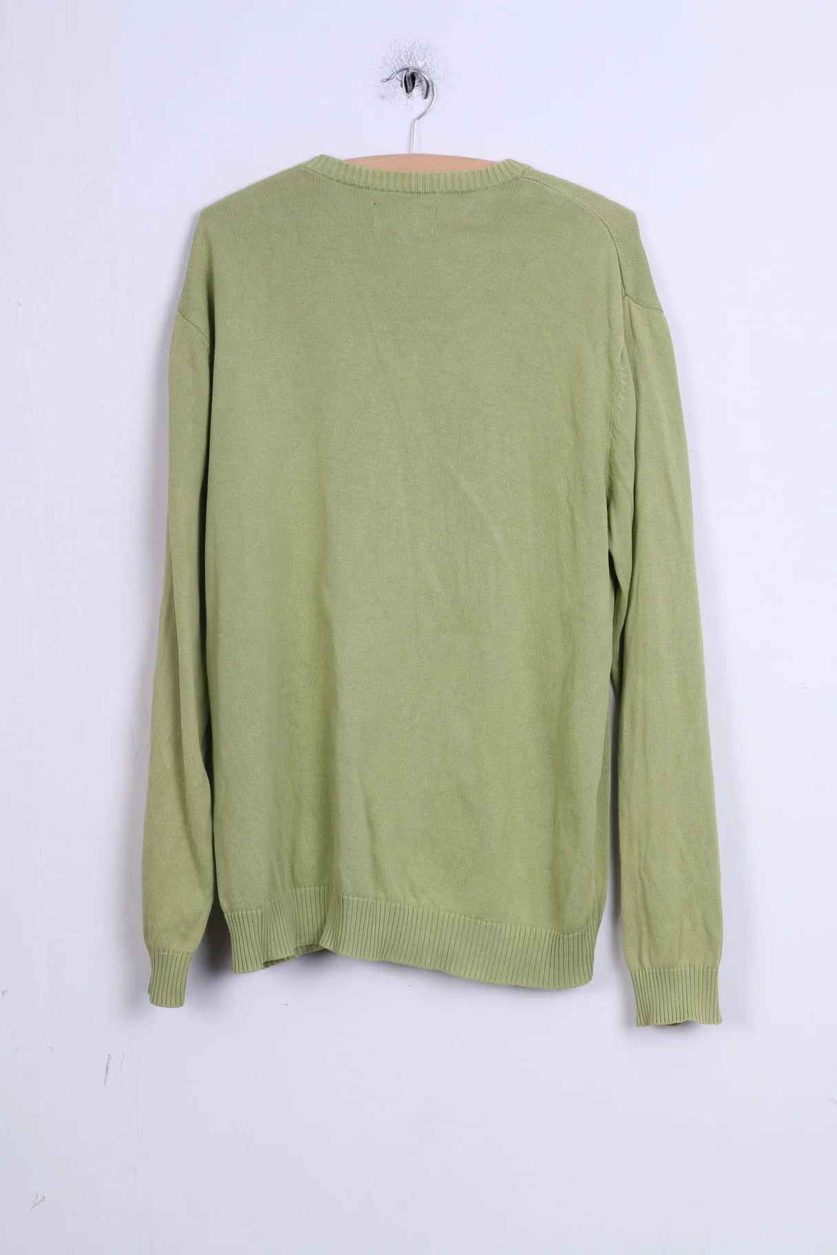 Marlboro Classics Mens L Jumper Green Cotton V Neck Sweater - Image 4