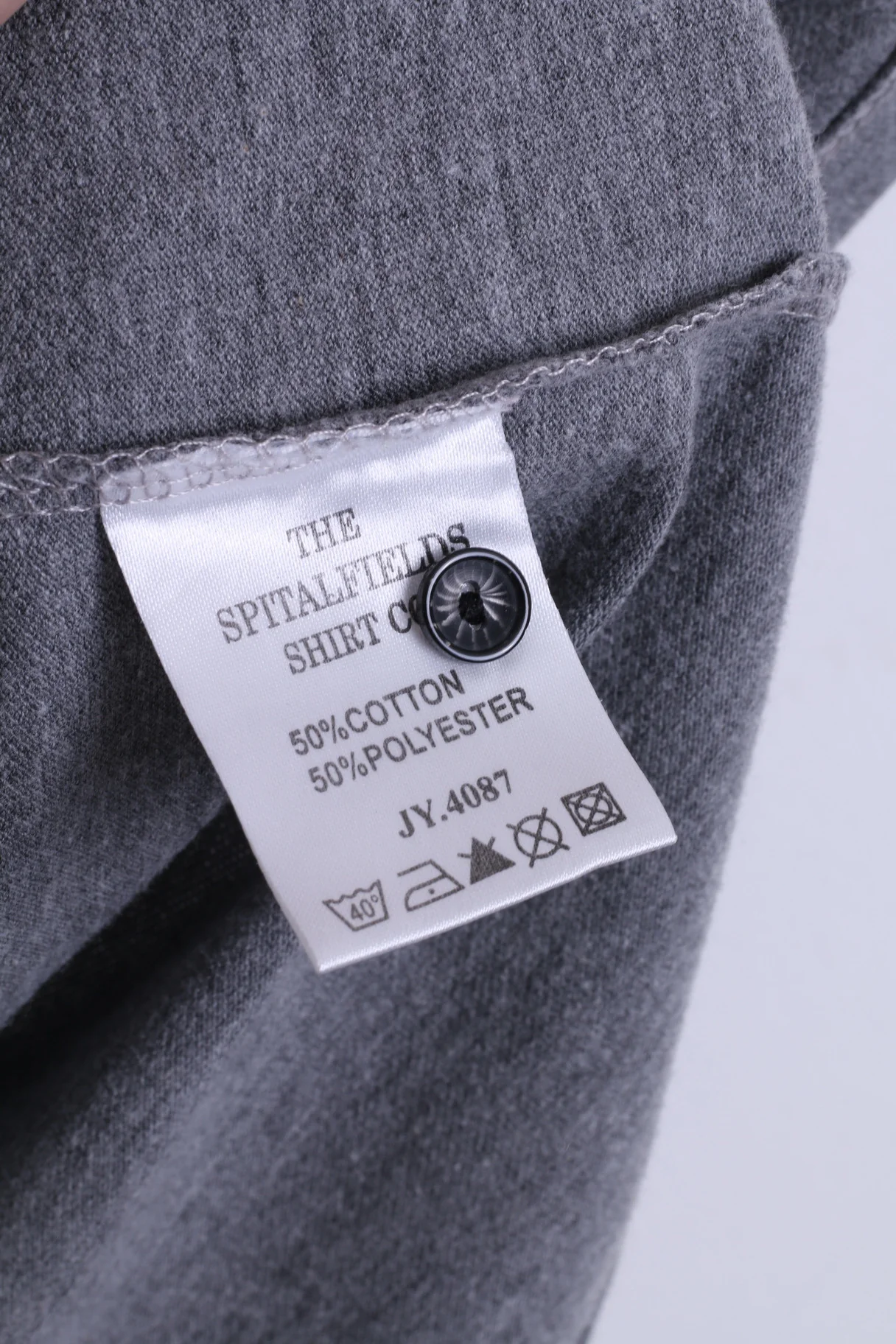 The Spitalfields Shirt CO Mens M Polo Shirt Grey Dog Bulldog Cotton - Image 4