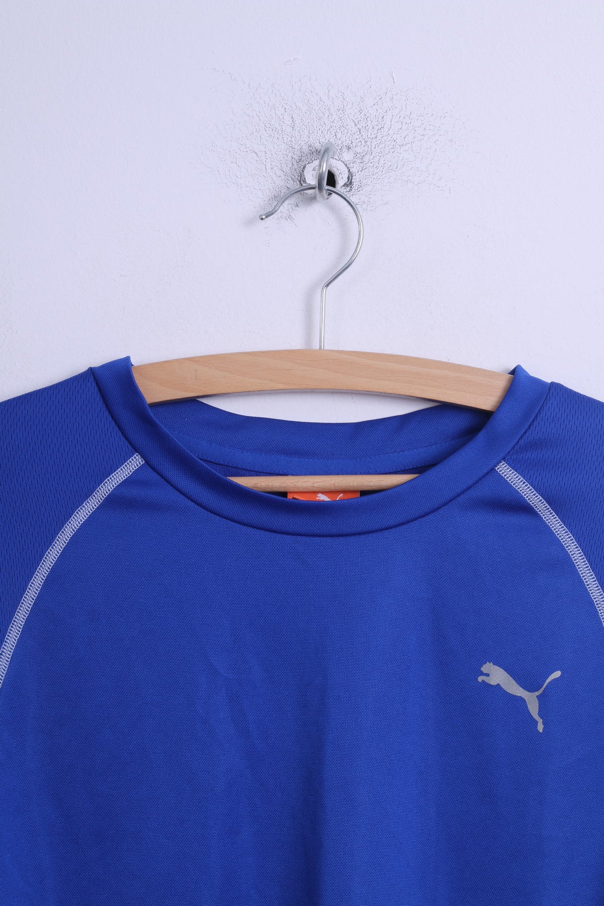 Puma Mens L Long Sleeved Shirt Blue Stertch Training Sport Football Crew Neck Top - Image 2