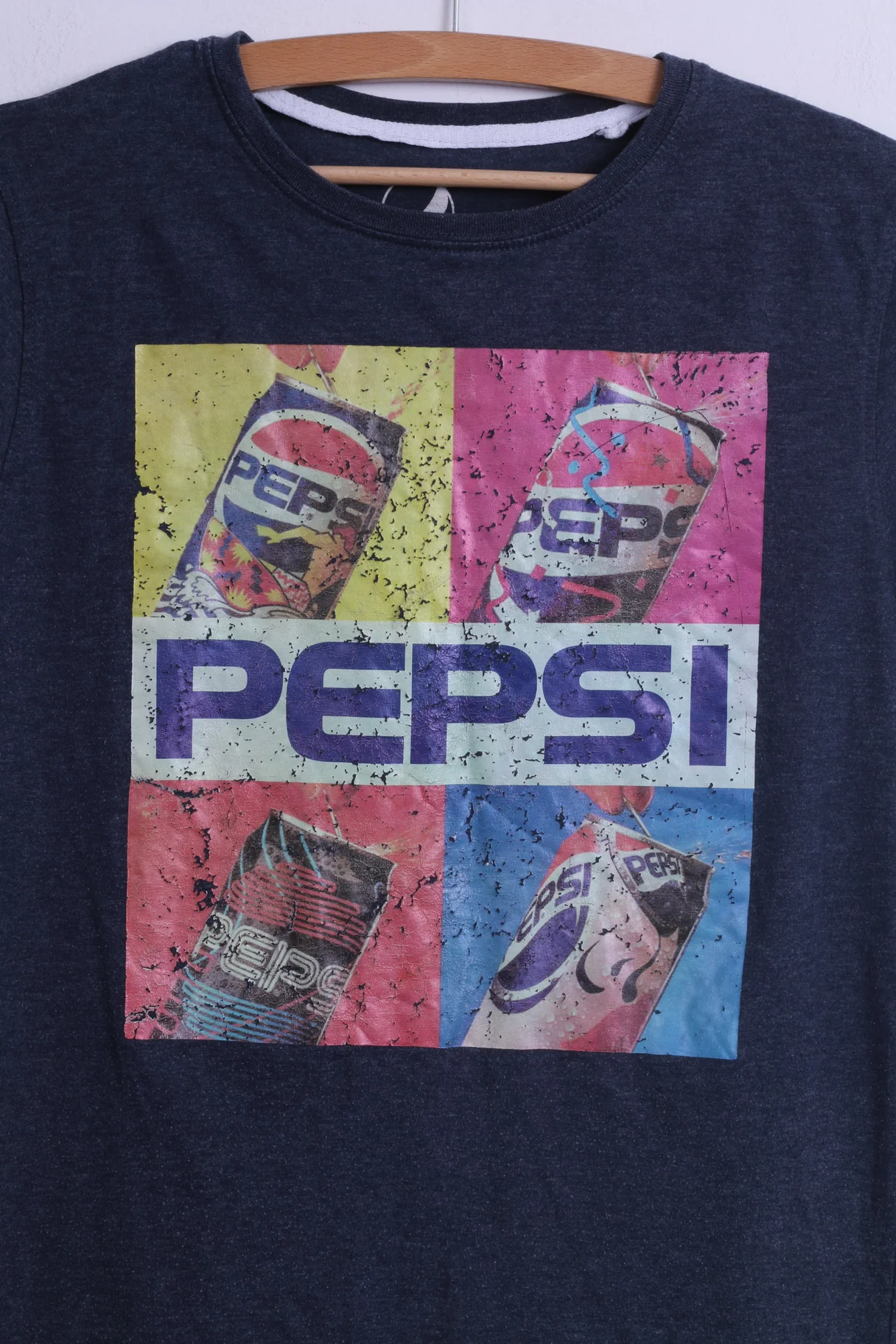 PEPSI Womens S T-Shirt Blue Cotton Crew Neck PEPSI Graphic Long Top - Image 3