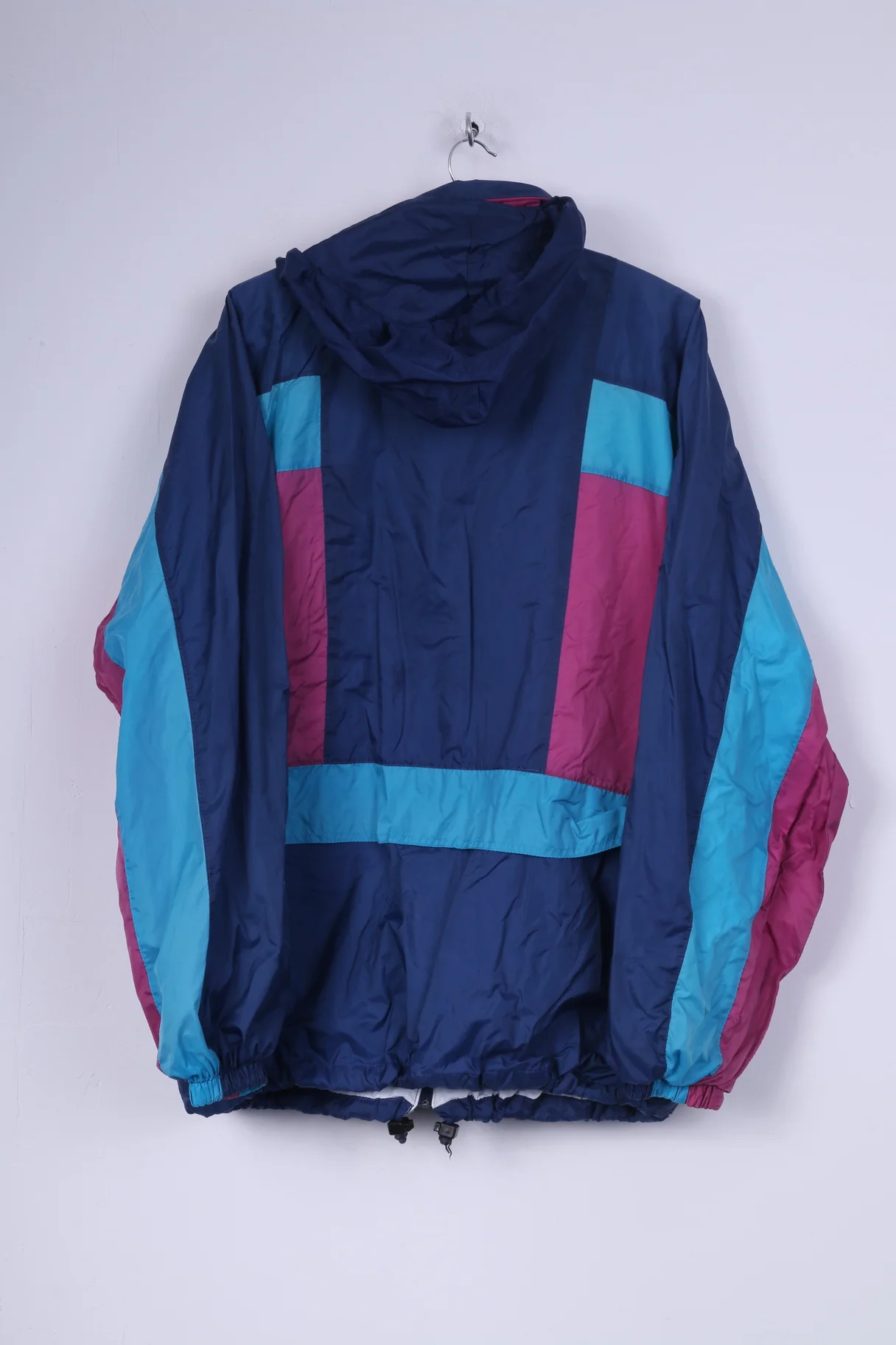 Marcel Clair Mens XL Jacket Blue Vintage Nylon Hidden Hood Active Wear - Image 5