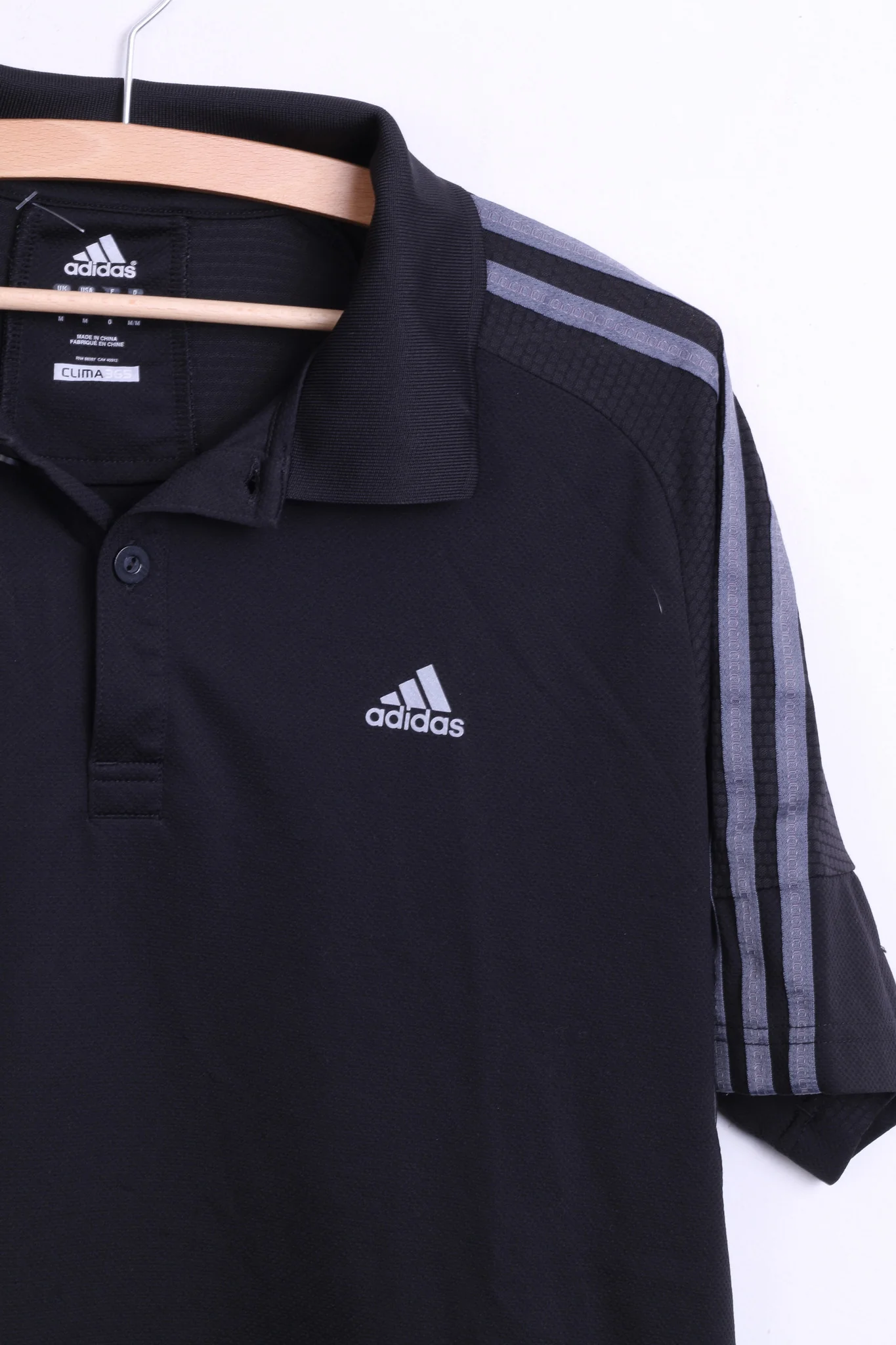 Adidas Mens M Polo Shirt Black Top Team Sportia Simrishamn - Image 2