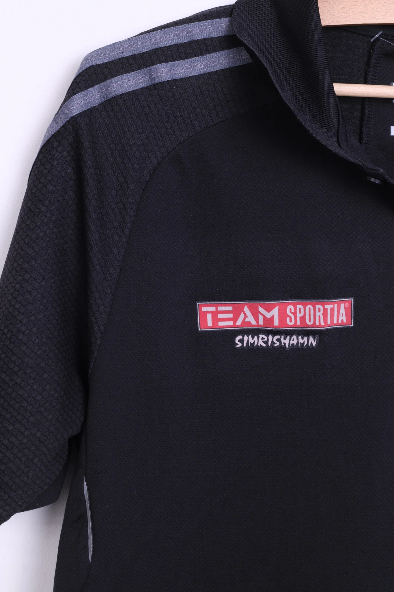 Adidas Mens M Polo Shirt Black Top Team Sportia Simrishamn - Image 3