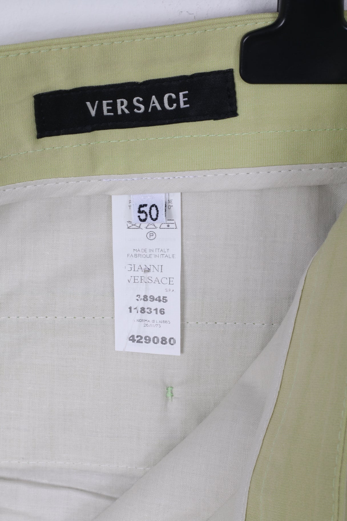 New Versace Mens 50 Trousers Olive Cotton Elegant Italy Gianni Pants - Image 4