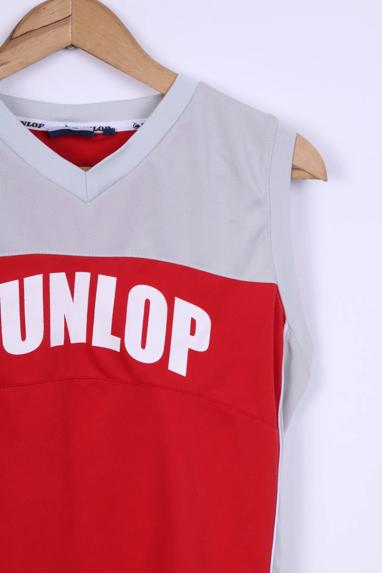 Dunlop Mens S Sleeveless Grey Red Top Training Sport - Image 2