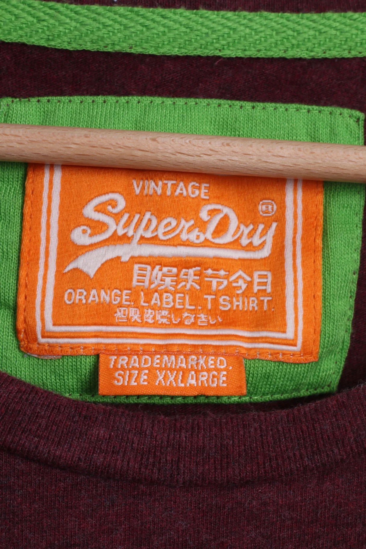 Superdry Mens XXL (L) T-Shirt Burgundy Cotton Crew Neck Japan Vintage Shirt - Image 4
