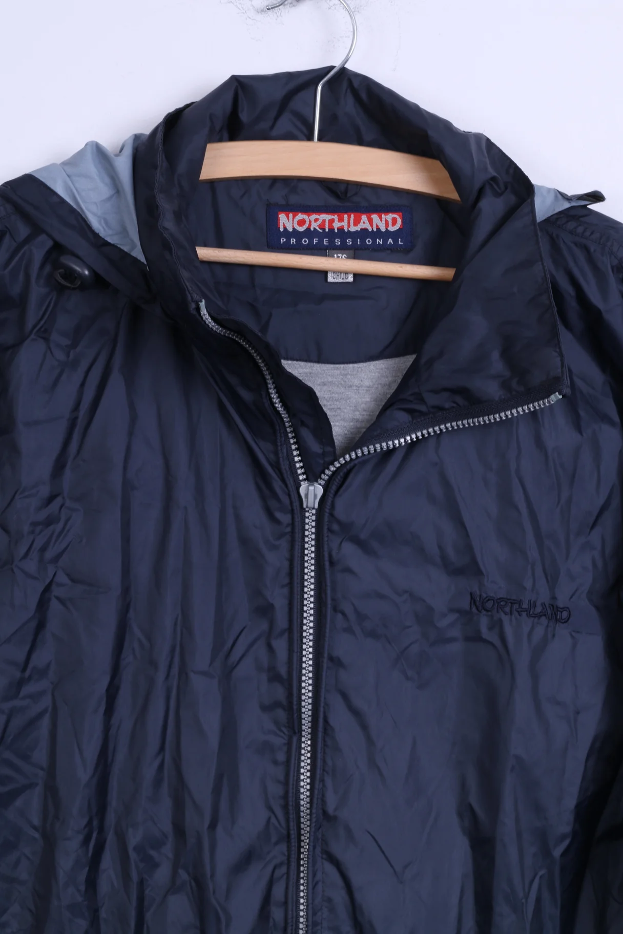 Northland Mens 176 M Jacket Navy Nylon Rainproof Hooded Zip Up Top - Image 3