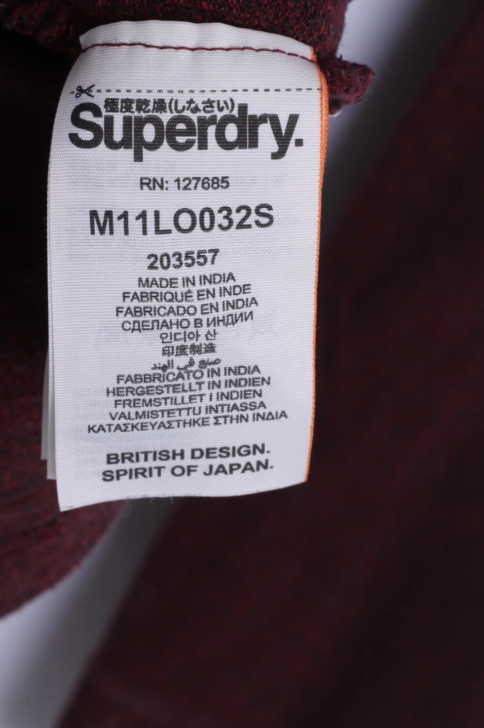 Superdry Mens XL (M) Polo Shirt Burgundy Cotton Long Sleeve Detailed Buttons Japan - Image 6