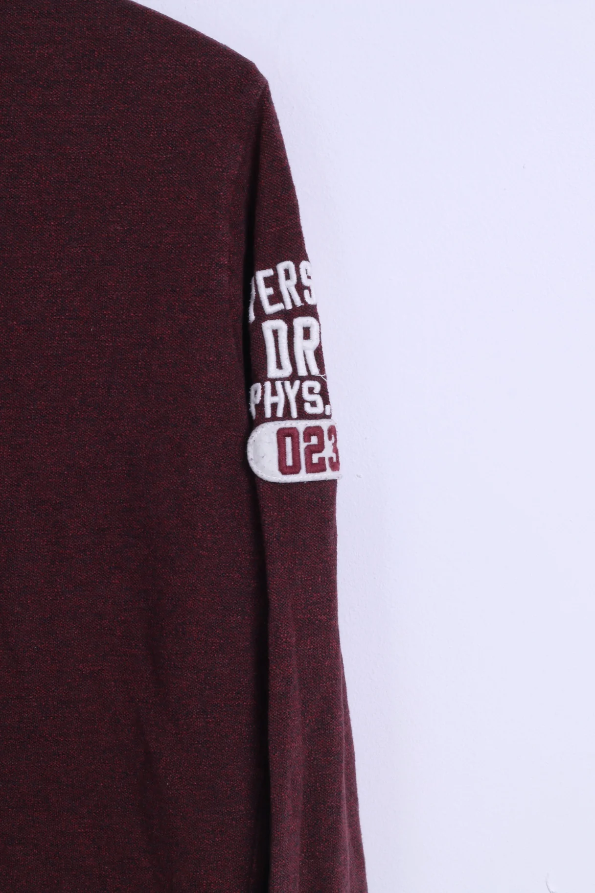 Superdry Mens XL (M) Polo Shirt Burgundy Cotton Long Sleeve Detailed Buttons Japan - Image 7