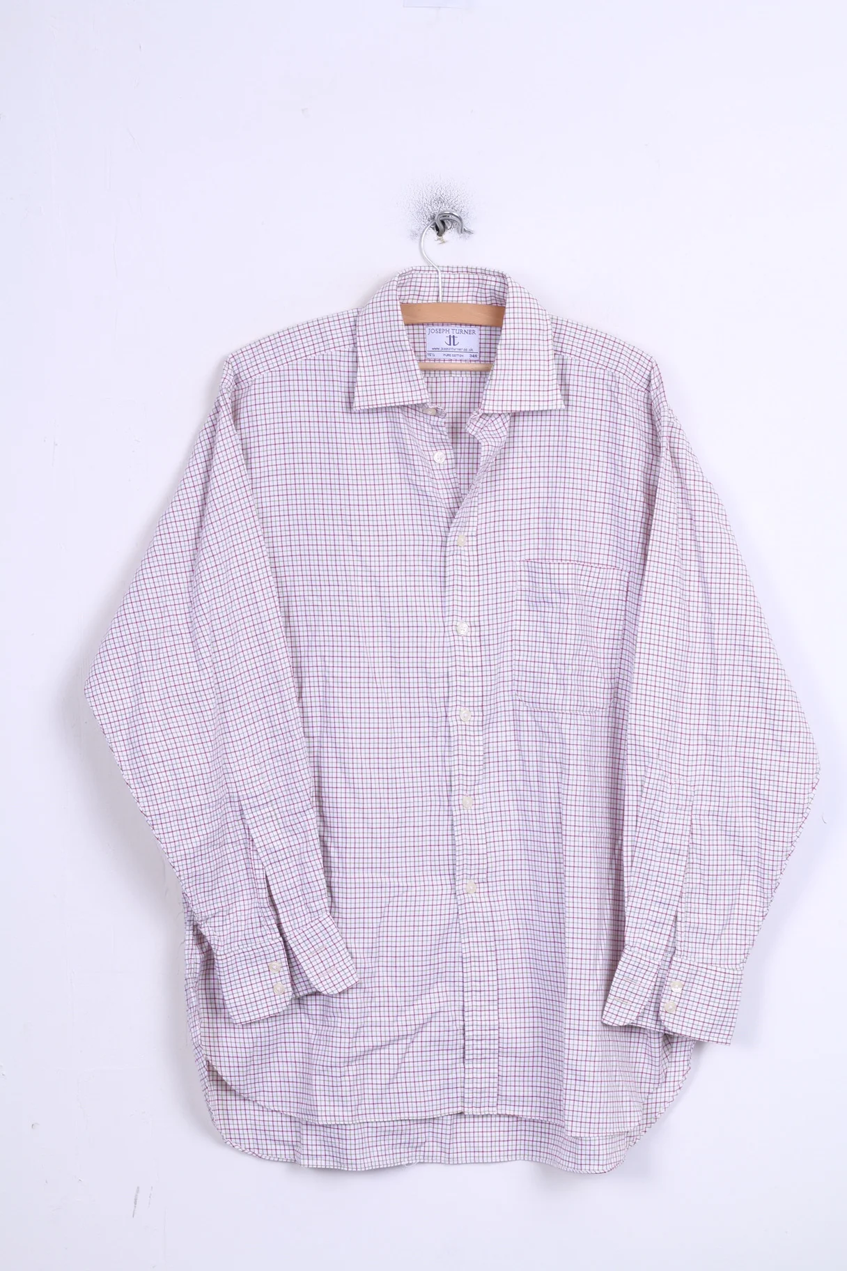 Joseph Turner Mens 34R Casual Shirt Button Down Collar 16,5 Check Cotton