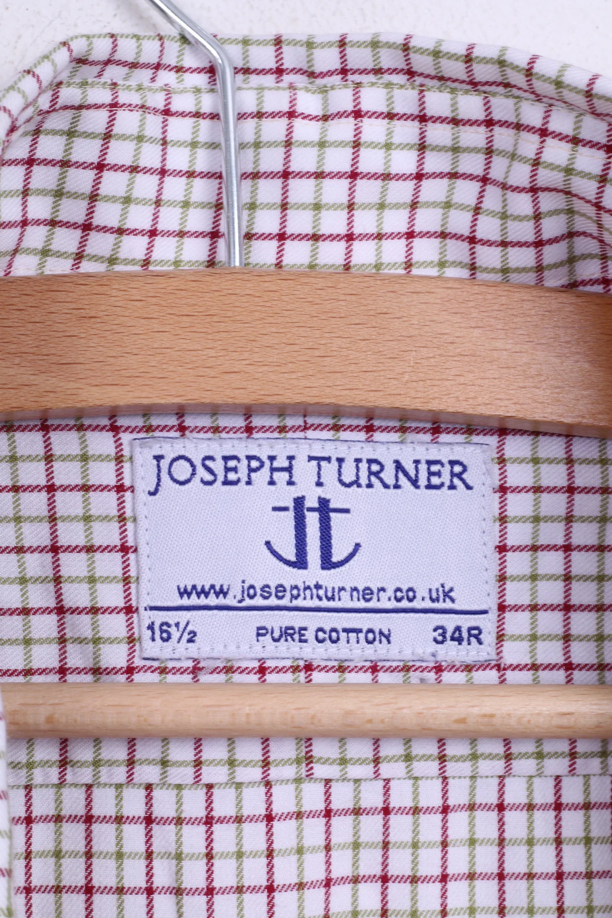 Joseph Turner Mens 34R Casual Shirt Button Down Collar 16,5 Check Cotton - Image 4