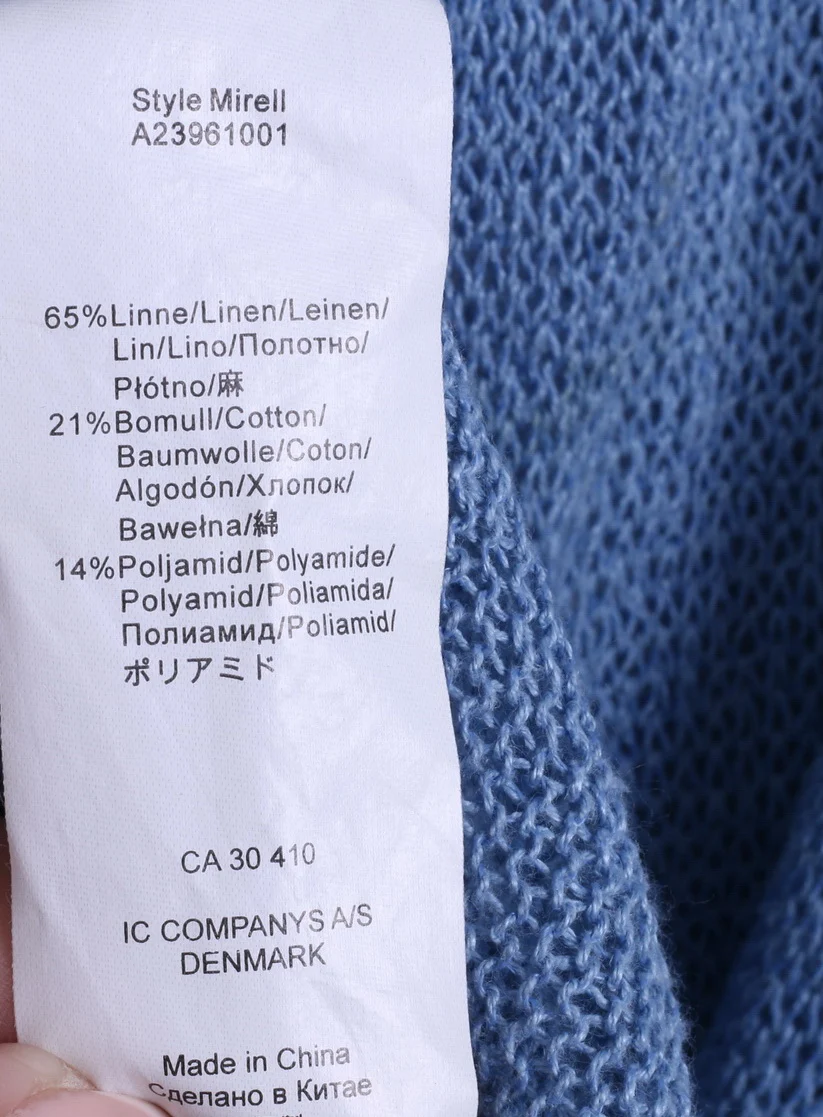 Jackpot Womens M Sweater Blue Linen Cotton Blend Flower - Image 4