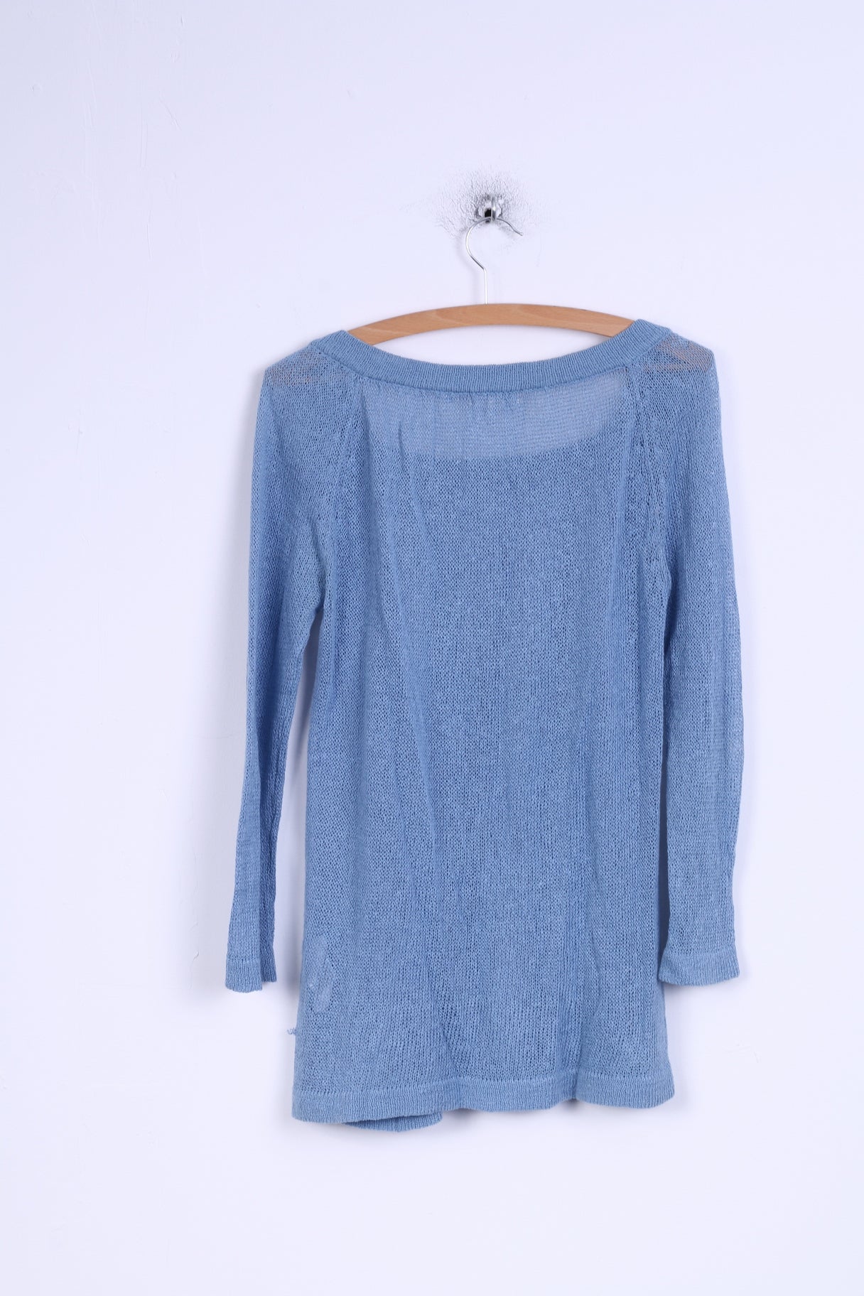Jackpot Womens M Sweater Blue Linen Cotton Blend Flower - Image 5