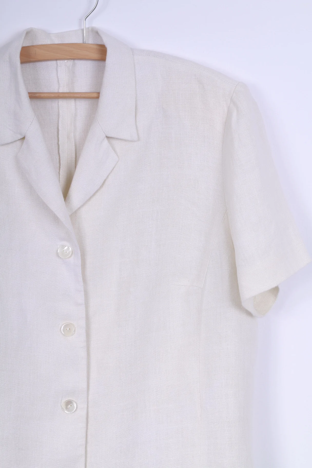 No name Womens 18 44 L Jacket Cream Linen Short Sleeve Blazer - Image 2