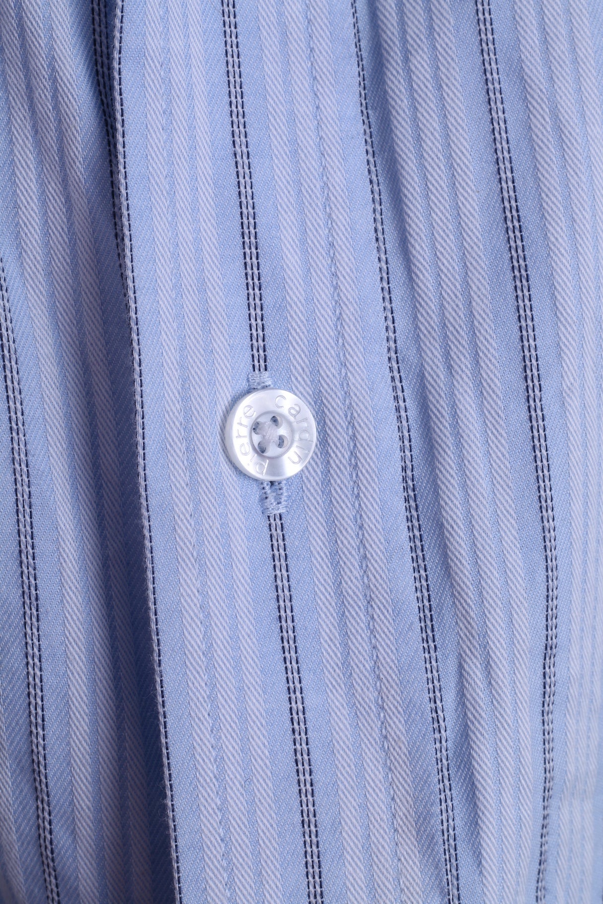 Pierre Cardin Mens 17 43 XL Casual Shirt Blue Cuffs Striped Cotton Detailed Buttons - Image 4