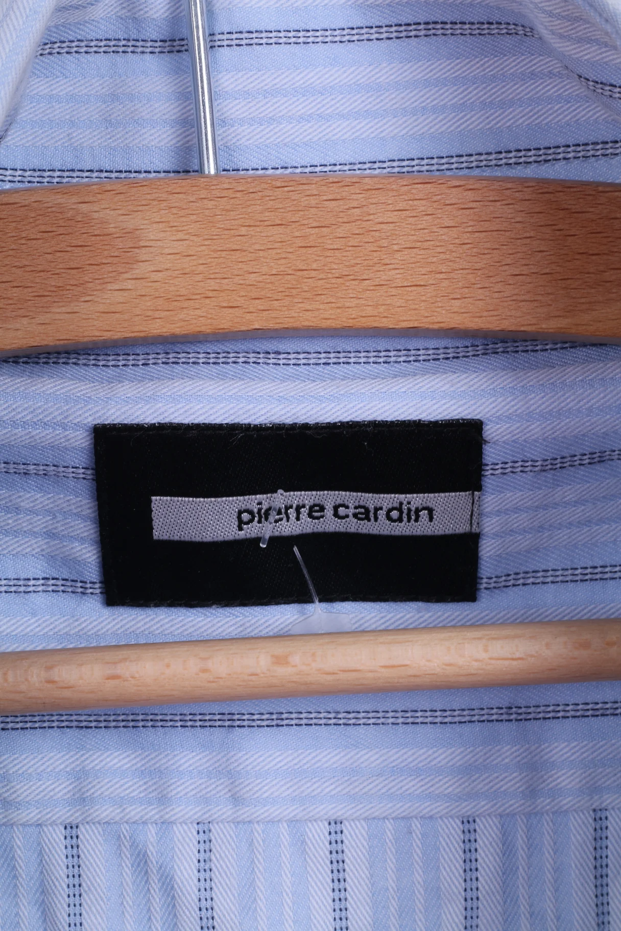 Pierre Cardin Mens 17 43 XL Casual Shirt Blue Cuffs Striped Cotton Detailed Buttons - Image 5