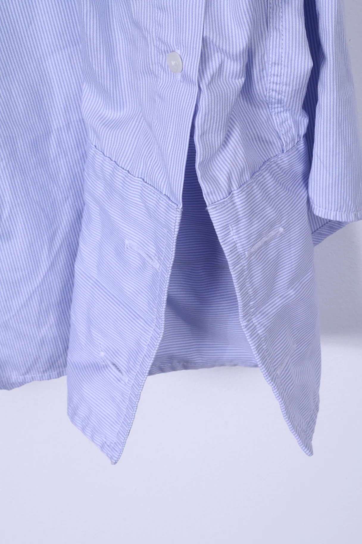 T.M Lewin Mens 16 35 L Casual Shirt Blue Striped Cotton Slim Fit Lewin 100 - Image 3