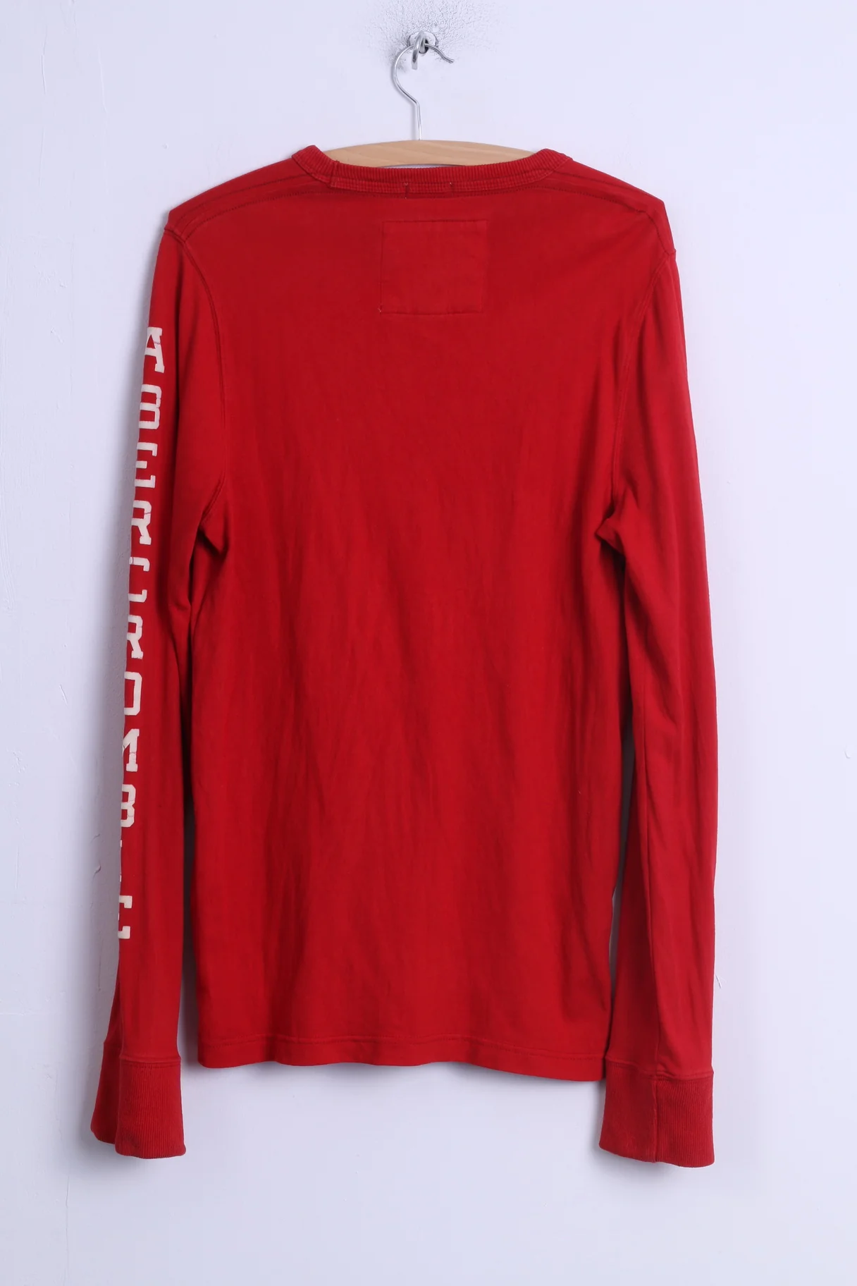 Abercrombie & Fitch Mens M (S) Long Sleeved Shirt Red Cotton Crew Neck A&F - Image 6