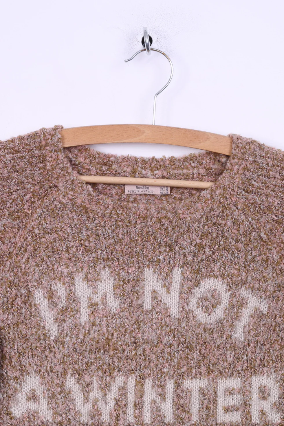Bershka Womens S Jumper Brown Stretch Multi Color Knitted Graphic Sweater - Image 2