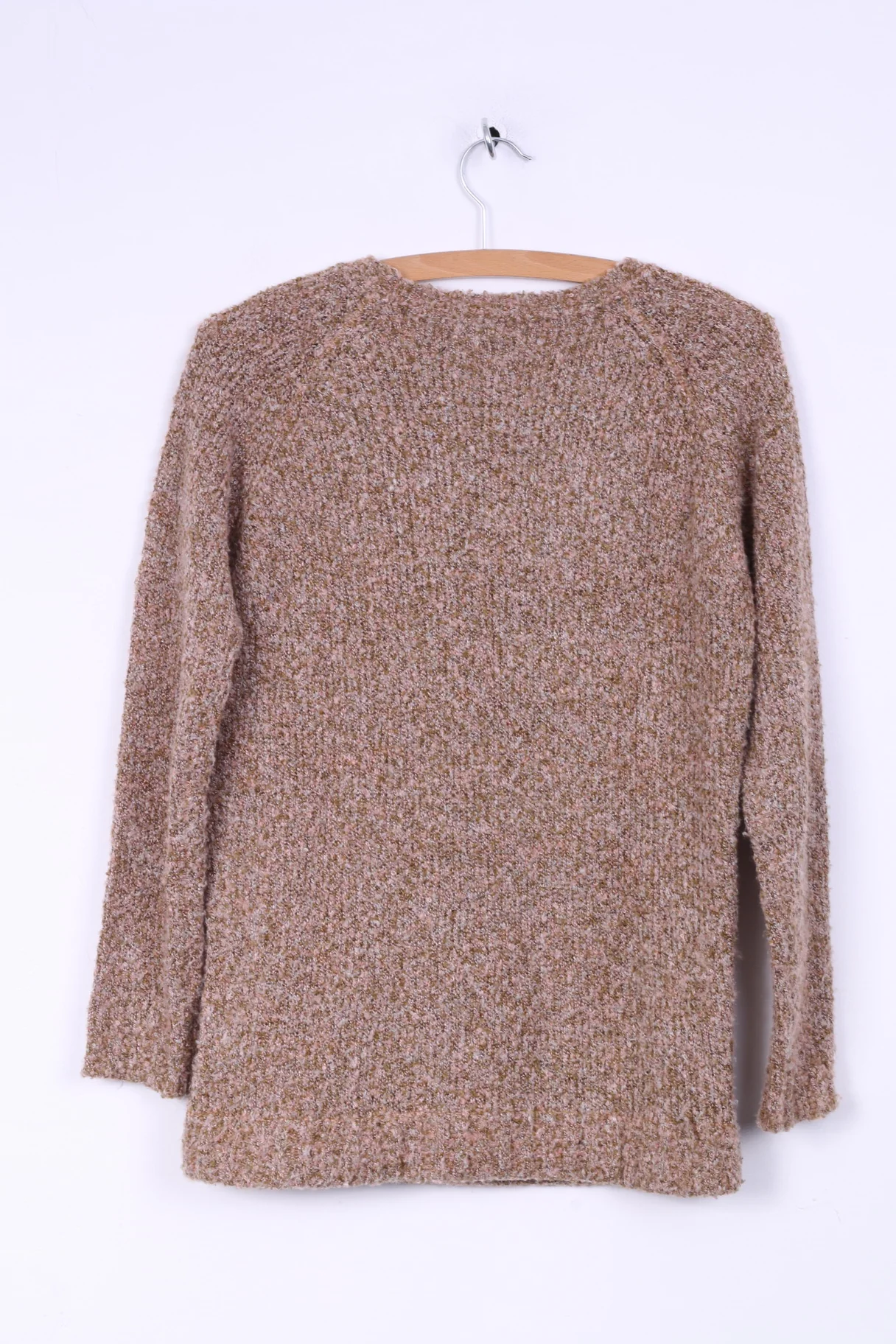 Bershka Womens S Jumper Brown Stretch Multi Color Knitted Graphic Sweater - Image 6
