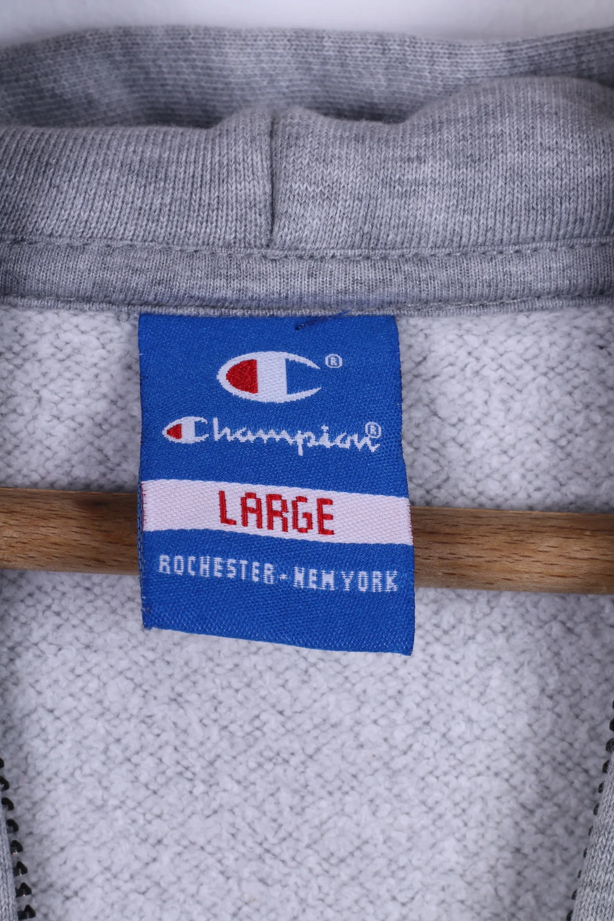 Champion Womens L Sweatshirt Cotton Grey Hooded Zip Up - Image 4