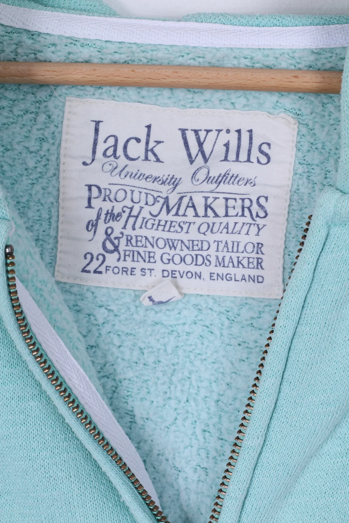 Jack Wills Womens 10 M Sweatshirt Mint Cotton Hooded Zippered Hoodie - Image 4