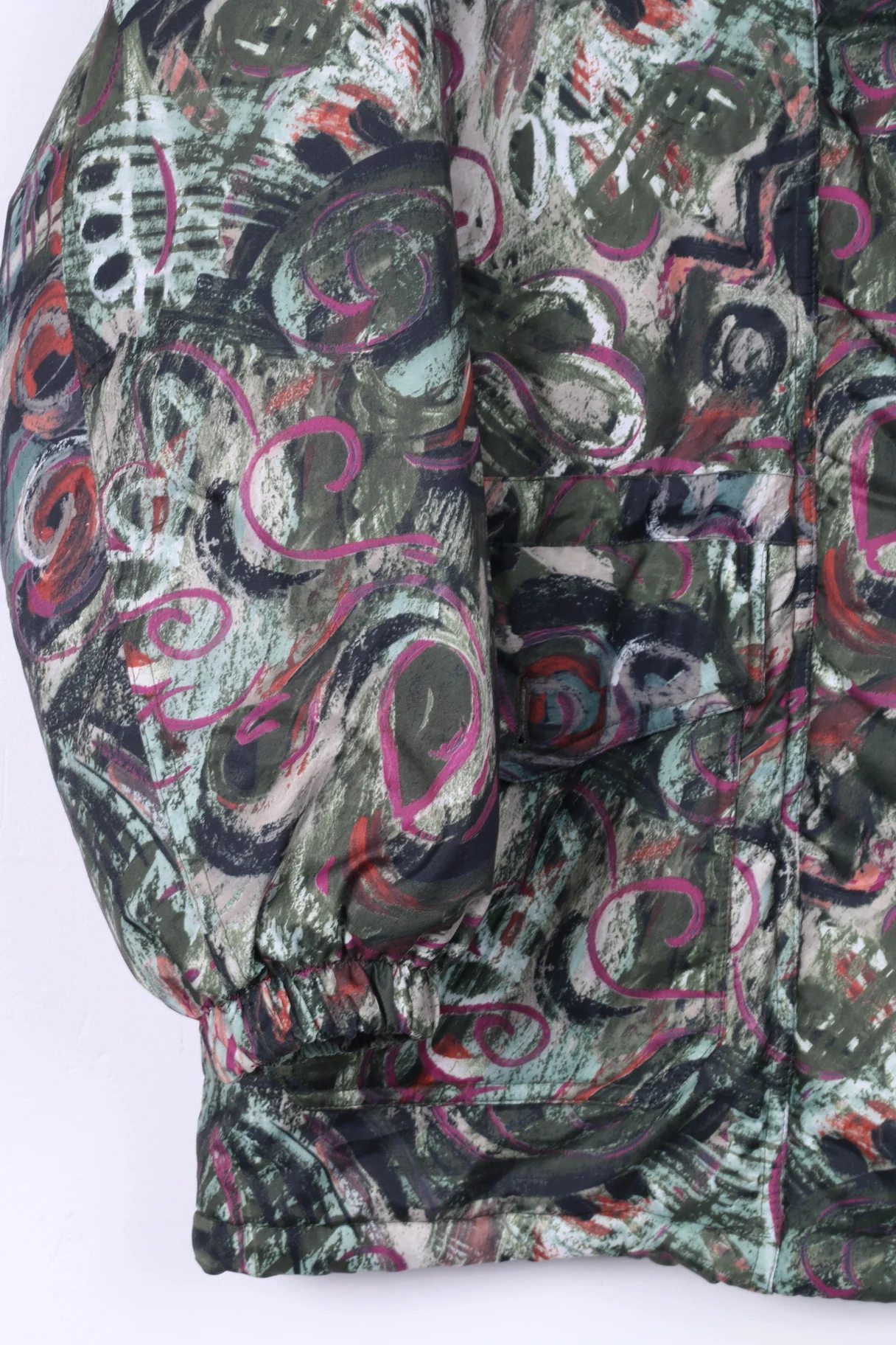 BRUGI Womens 40 M Jacket Vintage Green Multi Printed Warm Outdoor Top - Image 3