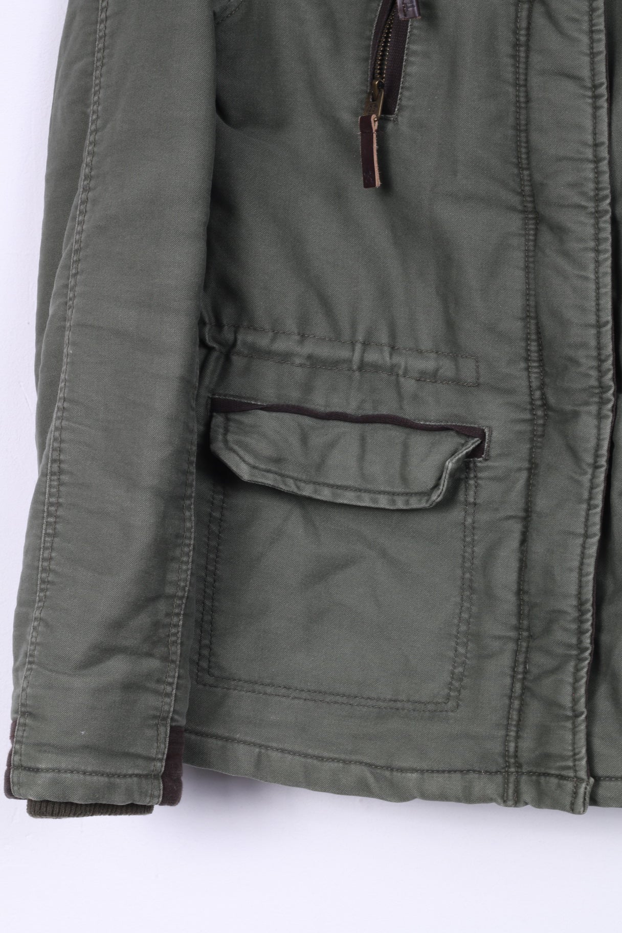 Twenty Three Womens M Jacket Green Cotton Hooded Lined Parka - Image 3