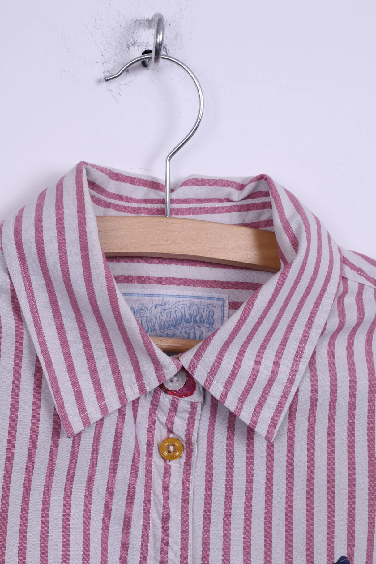 Joules Superduper Womens 6 S Casual Shirt Pink Striped Cotton Long Sleeve - Image 4