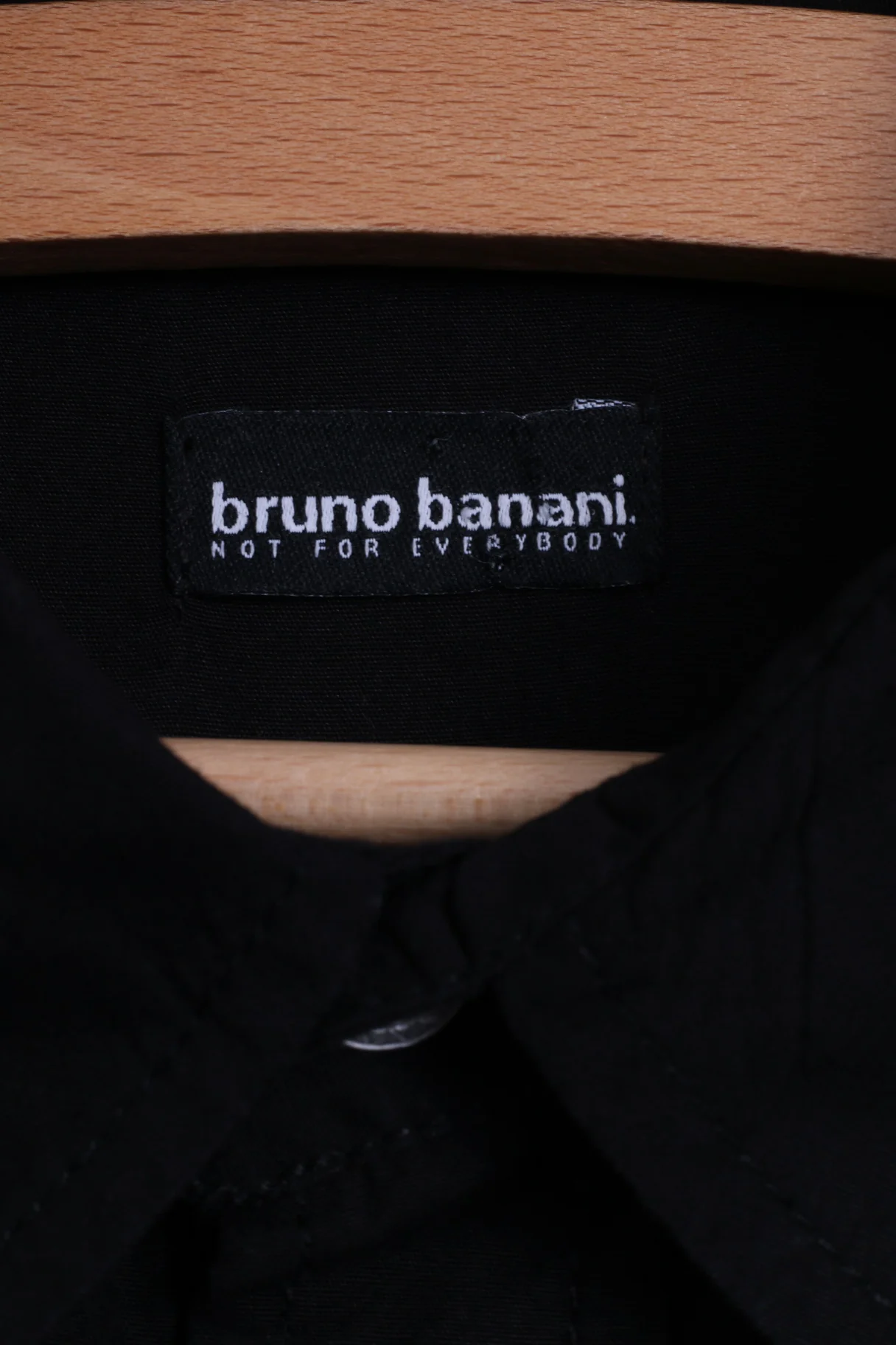 Bruno Banani Mens S Casual Shirt Black Cotton Silver Buttons Long Sleeve Embroidered Back - Image 3