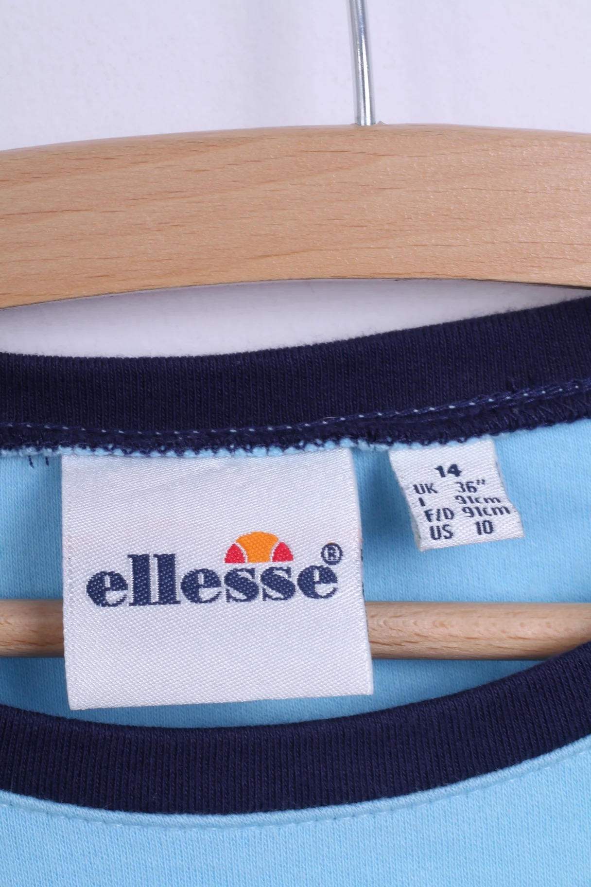 Ellesse Womens 14 M Shirt Blue Cotton Stretch Graphic Logo - Image 3