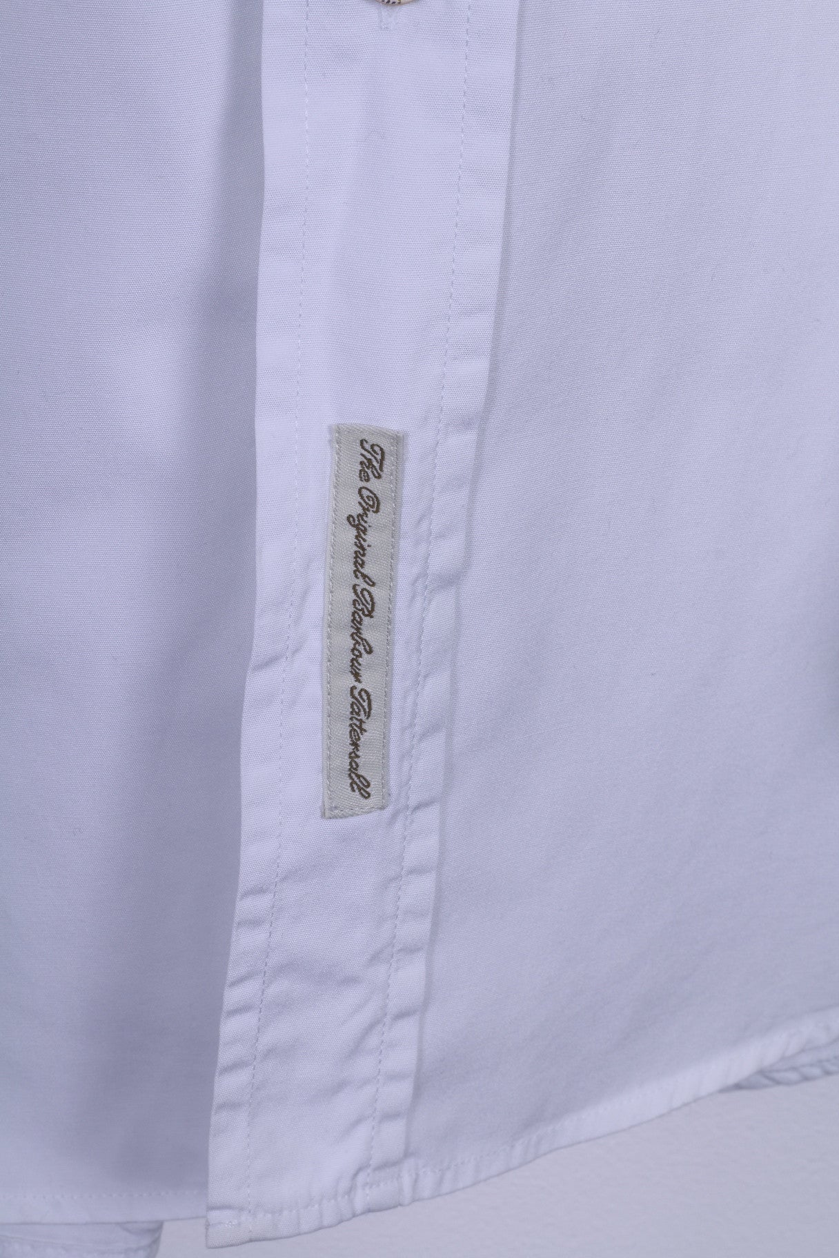 Barbour Mens 41/42 L Casual Shirt White Two Fold Cotton Long Sleeve - Image 4