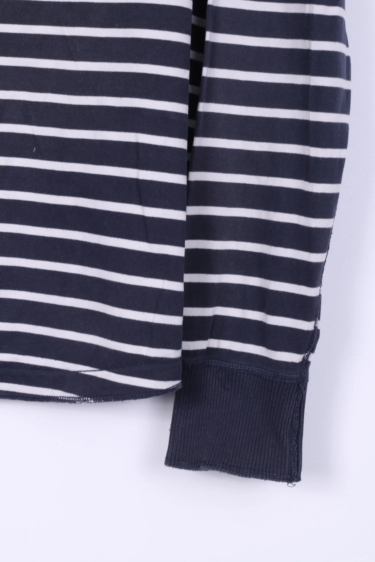 Abercrombie & Fitch Mens XL (M) Long Sleeve Shirt Navy Cotton Striped Muscle Fit Top - Image 4
