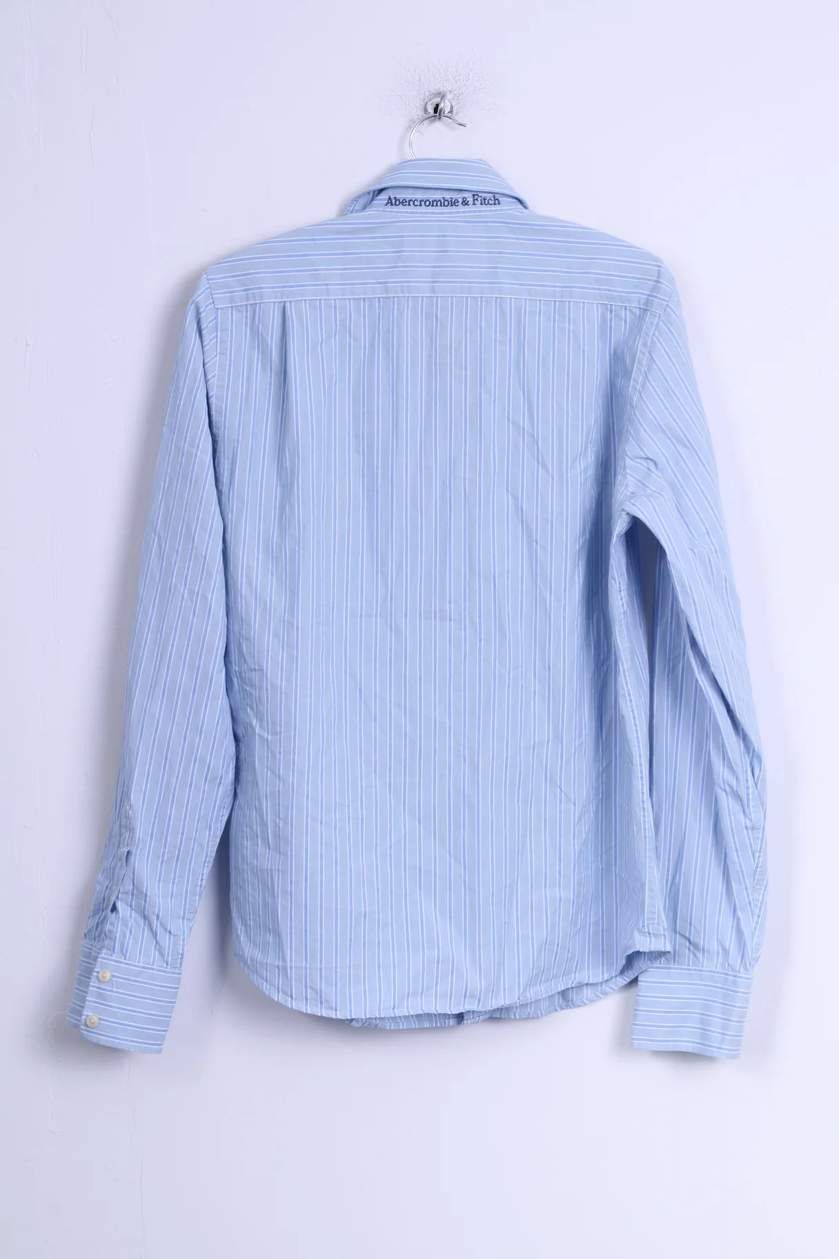 Abercrombie & Fitch Mens M Casual Shirt Blue Striped Cotton Long Sleeve Muscle - Image 6