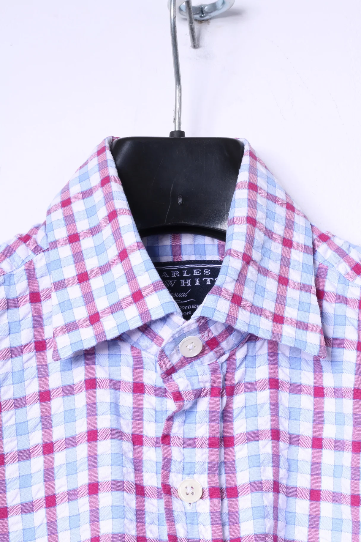 Charles Tyrwhitt Mens S Casual Shirt Blue Red Check Jermyn Street Cotton Top - Image 2