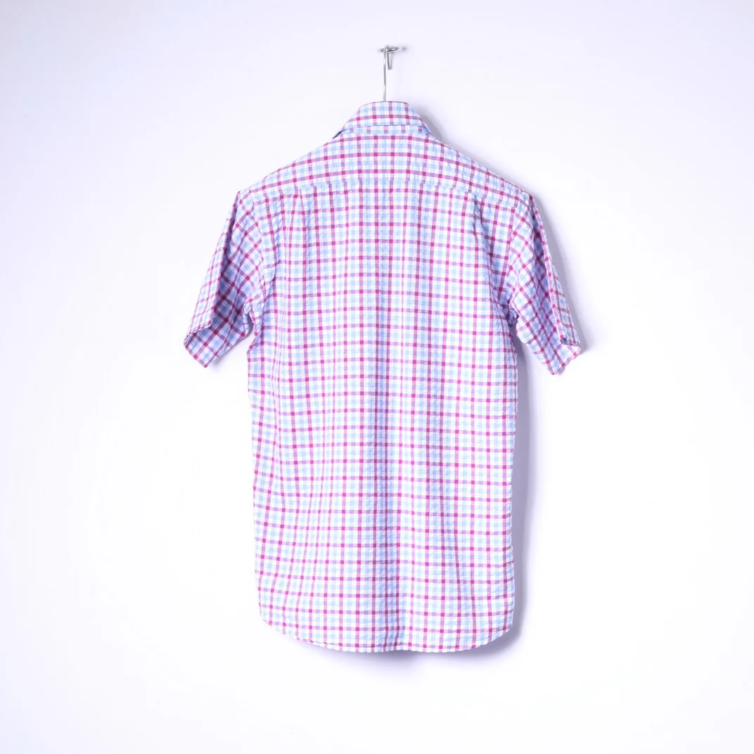 Charles Tyrwhitt Mens S Casual Shirt Blue Red Check Jermyn Street Cotton Top - Image 7