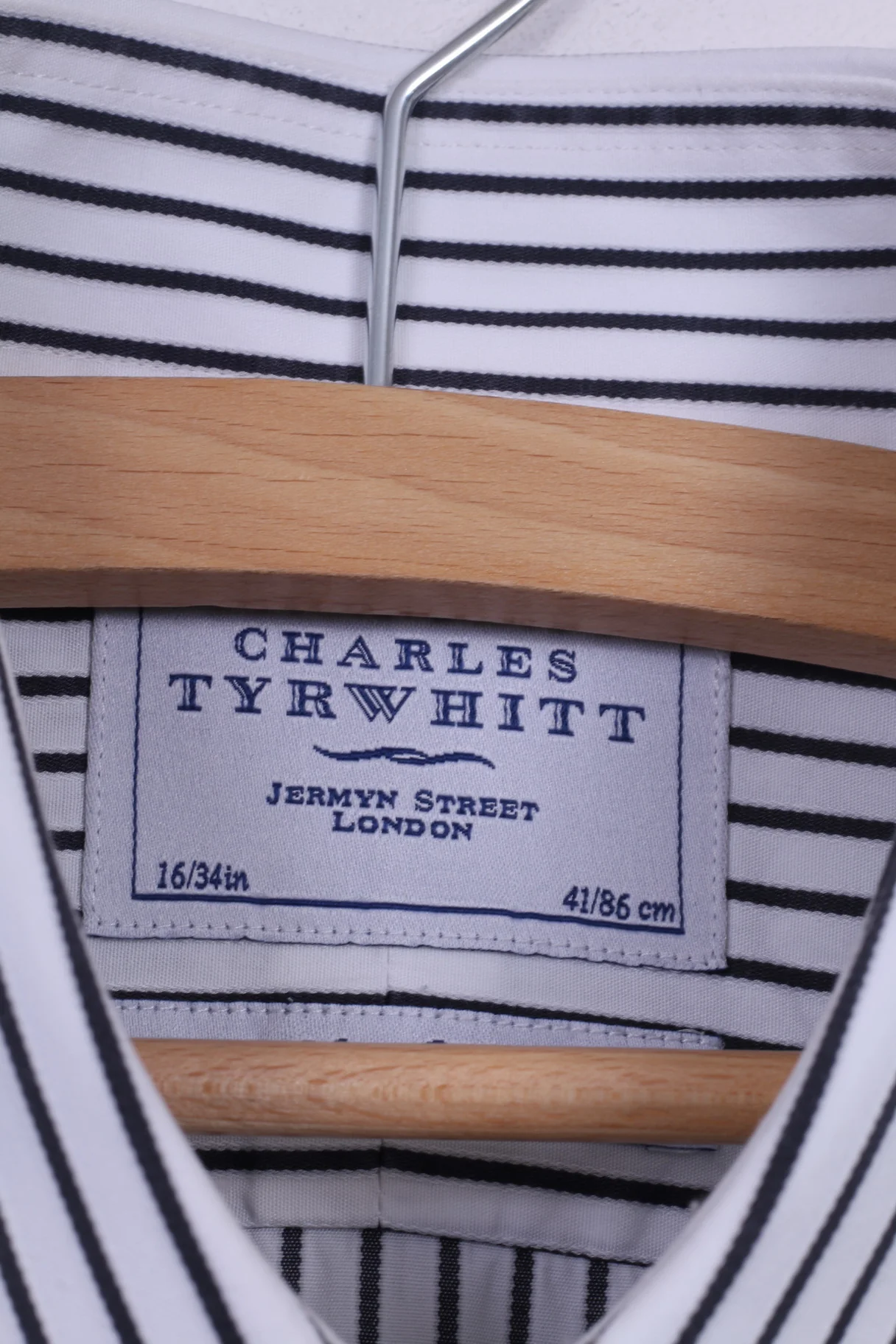 Charles Tyrwhitt Mens 41 16 M Casual Shirt White Cotton Striped Long Sleeve - Image 4