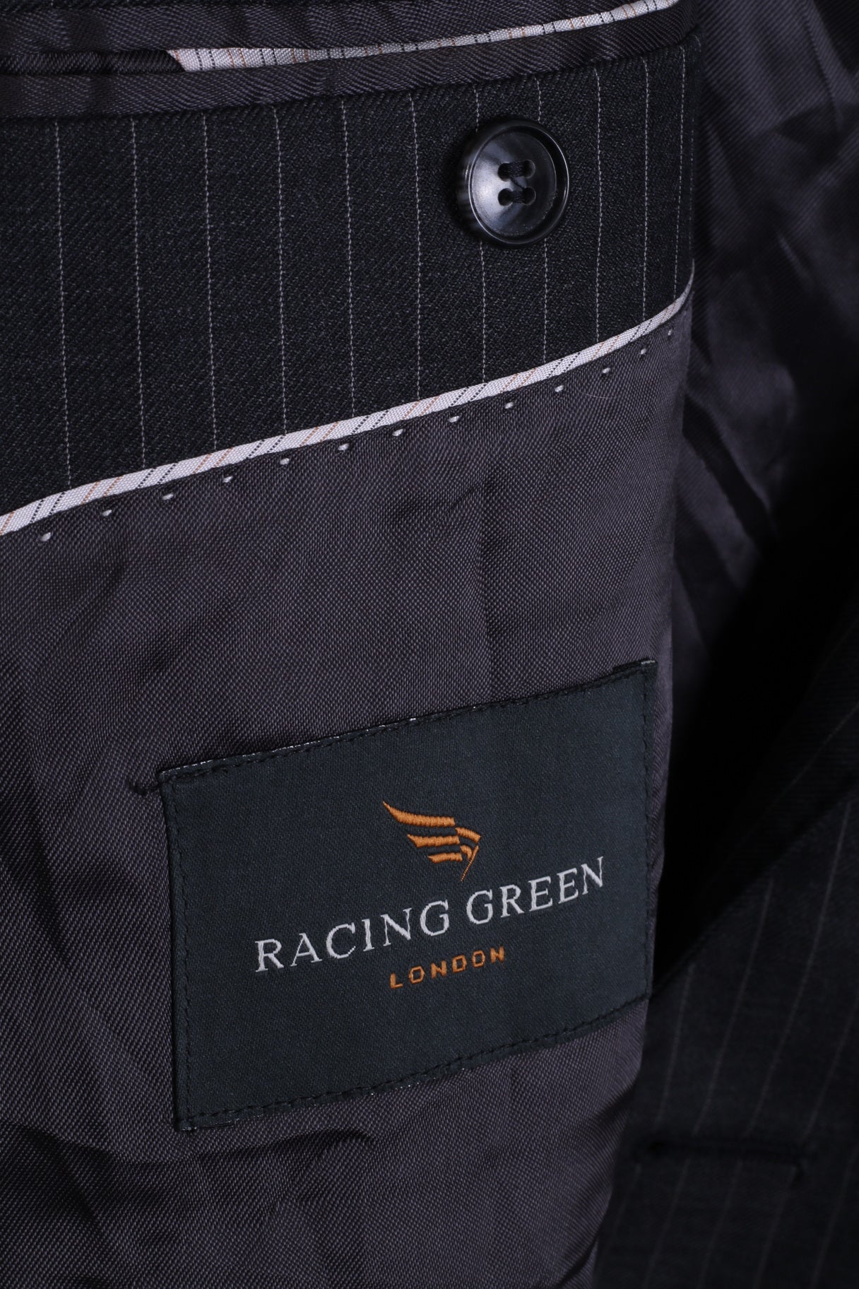 Racing Green Mens 50 M Blazer Wool Charcoal Striped Single Breasted Jacket - Image 4