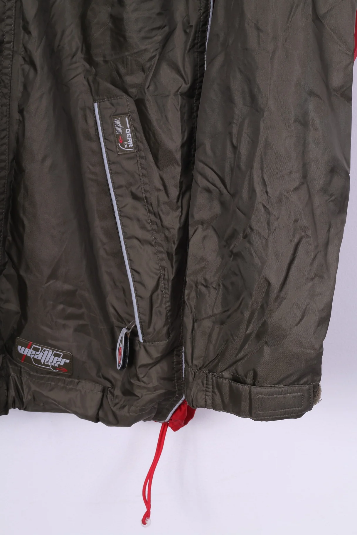 TCM Weather Gear Mens S Jacket Green Lightweight Hidden Hood Nylon Top - Image 3