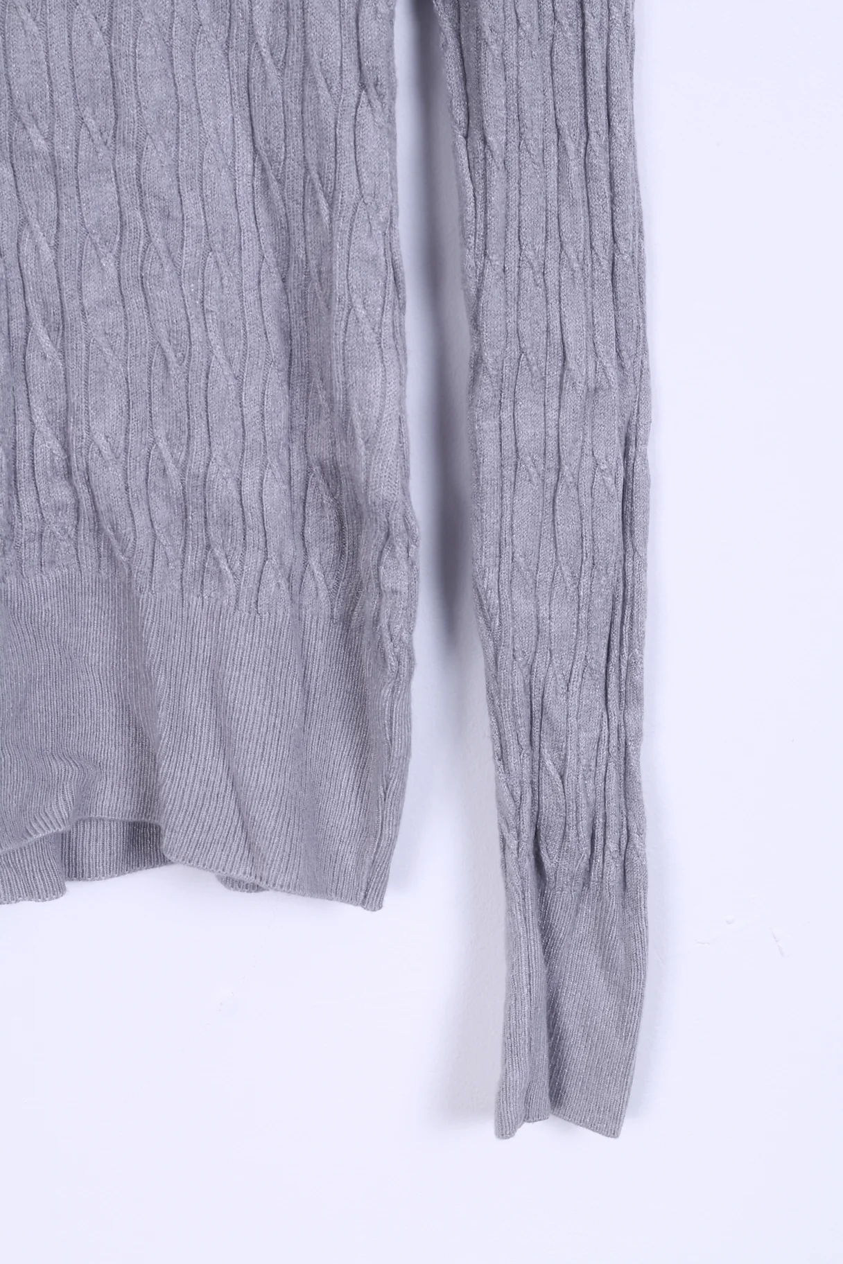 Hilfiger Sport Womens L (S) Jumper Grey Stretch V Neck Sweater Italy - Image 2