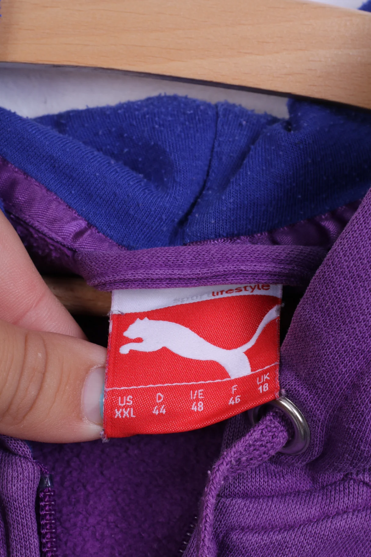 Puma Womens 18 XXL Sweatshirt Purple Zippered Hooded - Image 4
