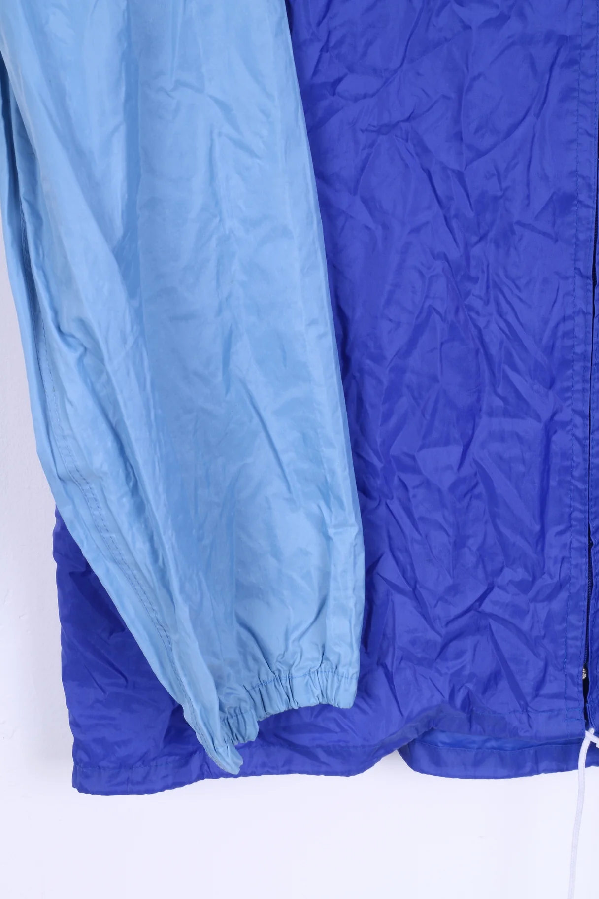 Hedo Mens L Rain Jacket Blue Nylon Waterproof Hidden Hood Lightweight Top - Image 2