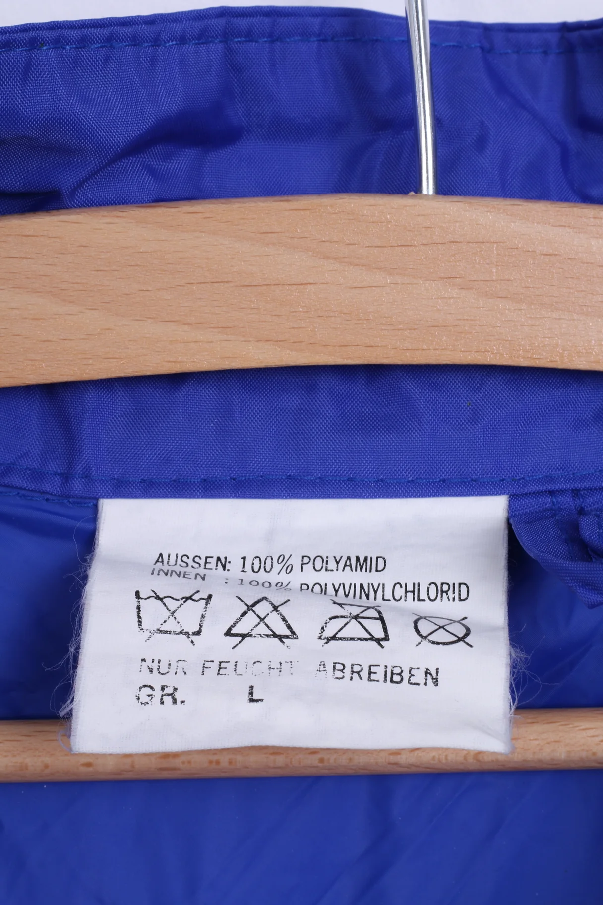 Hedo Mens L Rain Jacket Blue Nylon Waterproof Hidden Hood Lightweight Top - Image 4