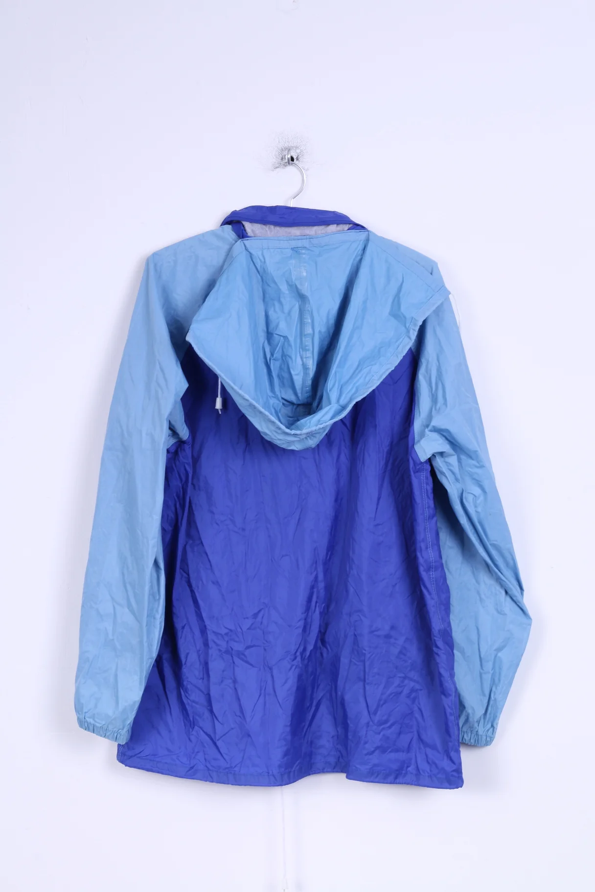 Hedo Mens L Rain Jacket Blue Nylon Waterproof Hidden Hood Lightweight Top - Image 5