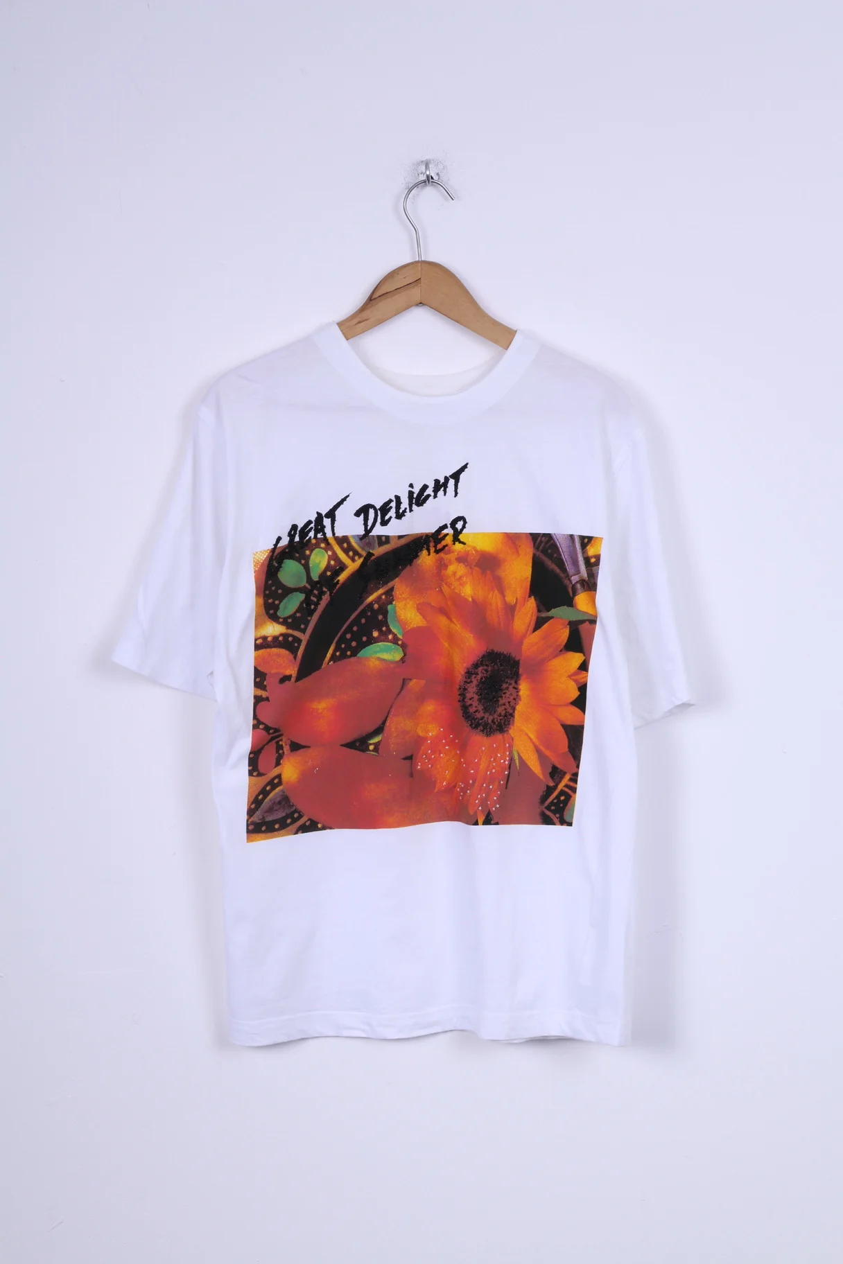 Coralina Corelli Womens 42 L T-Shirt White Cotton GraphicFlower