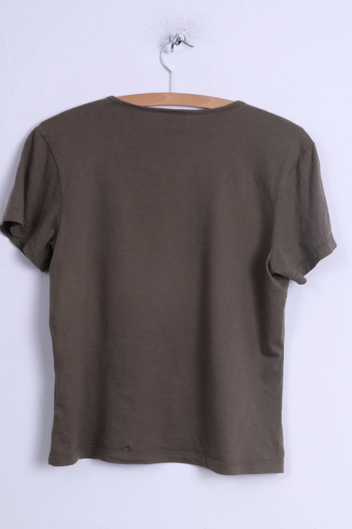 Mustang Jeans Womens L Shirt Green Cotton Crew Neck Graphic Short Top - Image 5