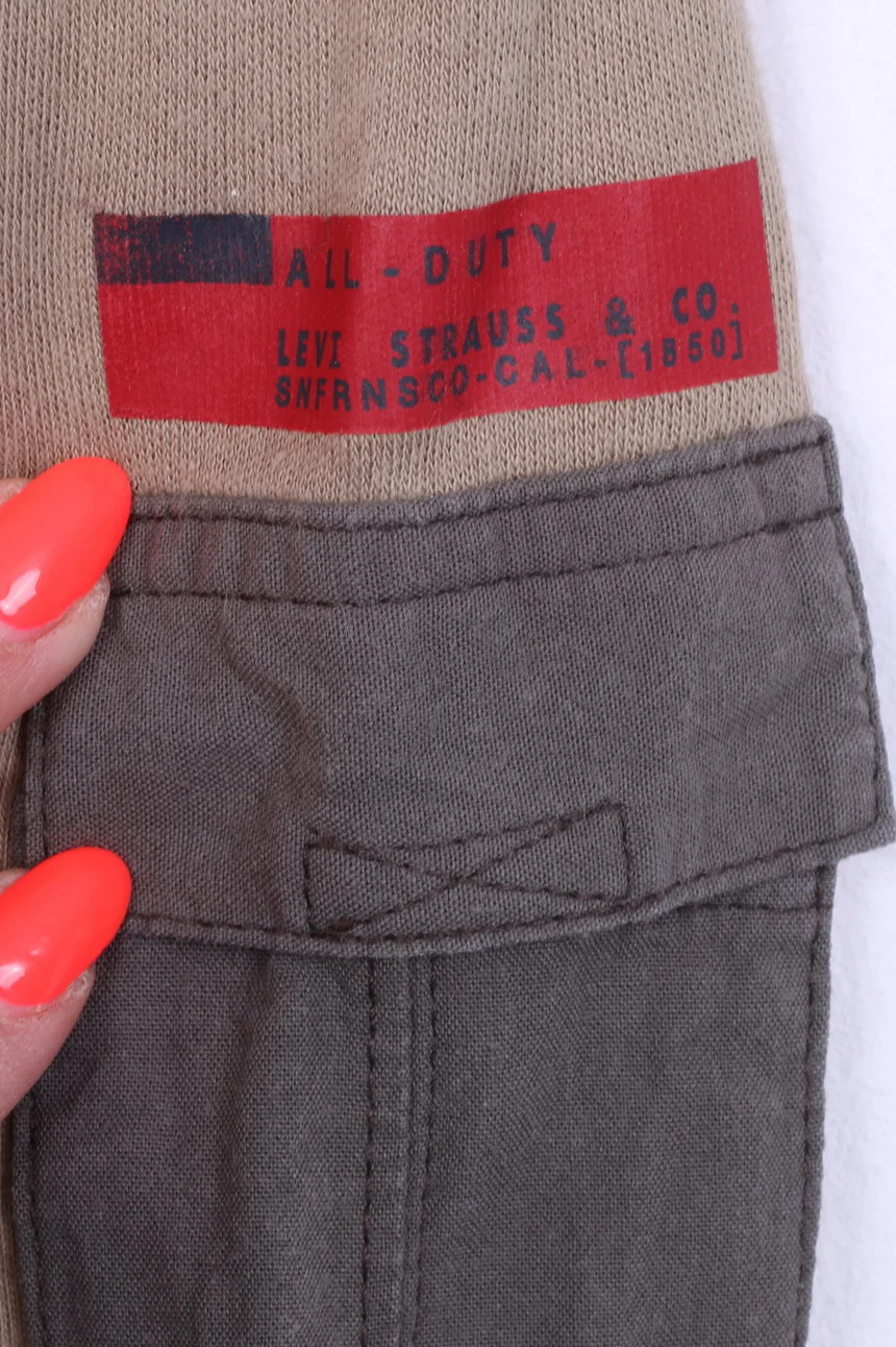 Levi's Women L (M) Long Sleeved Shirt Beige Cotton Crew neck Military Top - Image 4