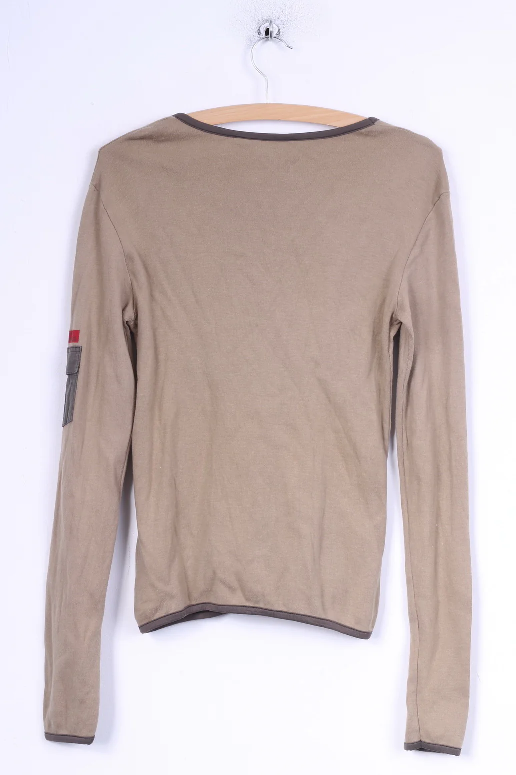 Levi's Women L (M) Long Sleeved Shirt Beige Cotton Crew neck Military Top - Image 6